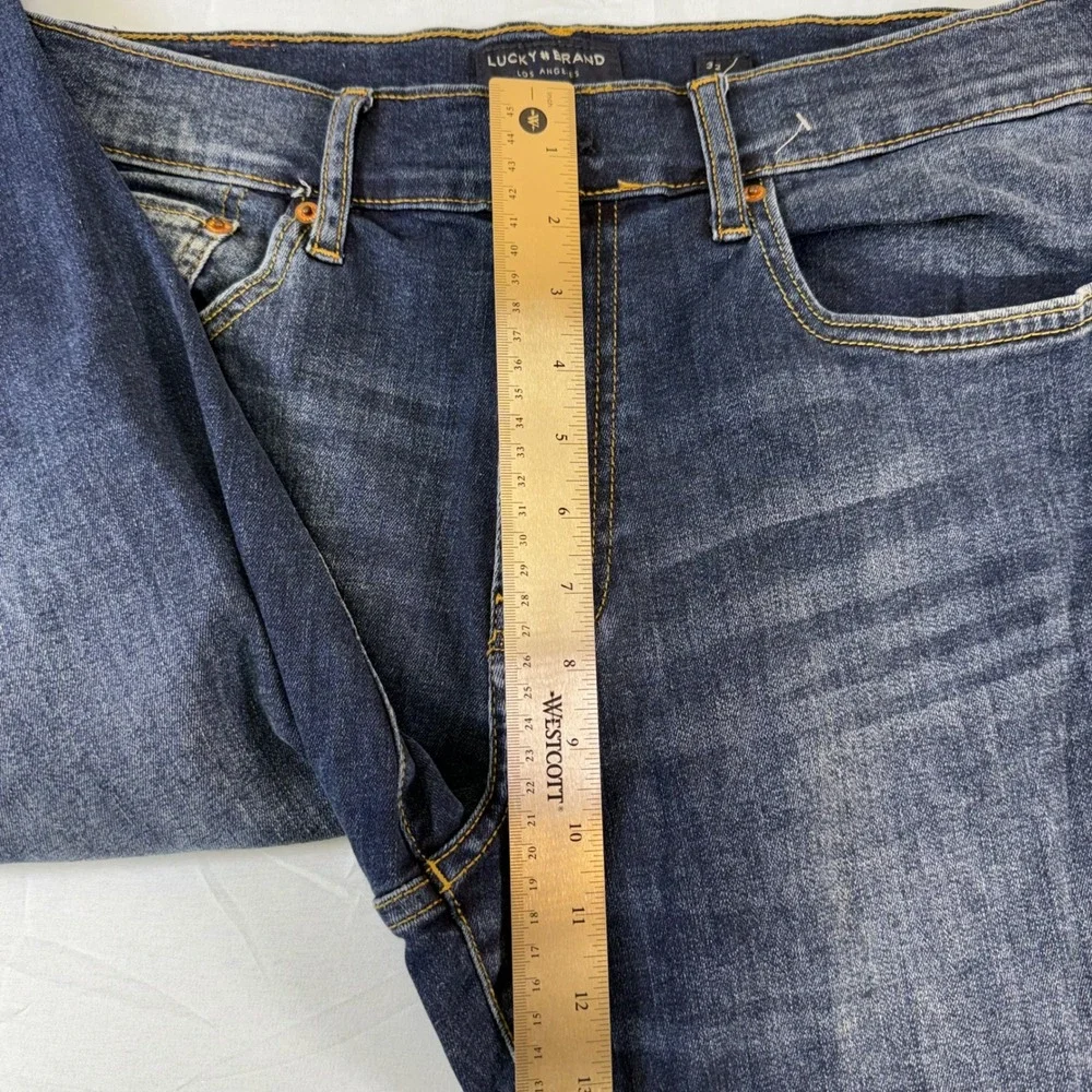 Lucky Brand 121 Slim Straight Mens Jeans 32x30 Dark Wash Blue Stretch Denim